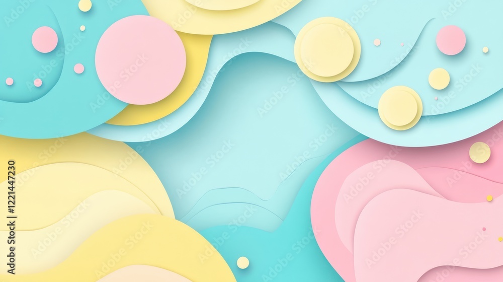 Poster abstract colored paper layers with circles for background use or graphic design