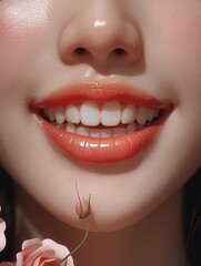 Obraz premium close up portrait of a woman with red lips
