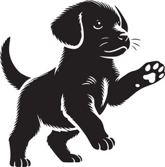 Cute Puppy Icon Silhouette Vector In White Background 