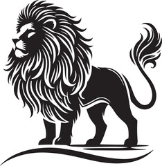 Obraz premium Lion Icon Silhouette Vector In White Background 