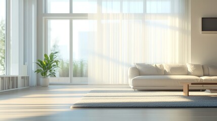 Modern Living Room With Large Windows Offering Stunning Mountain Views During Sunset in a Serene and Stylish Home Environment