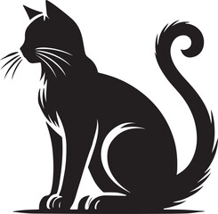 Cute Cat Icon Silhouette Vector In White Background 