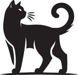 Cute Cat Icon Silhouette Vector In White Background 