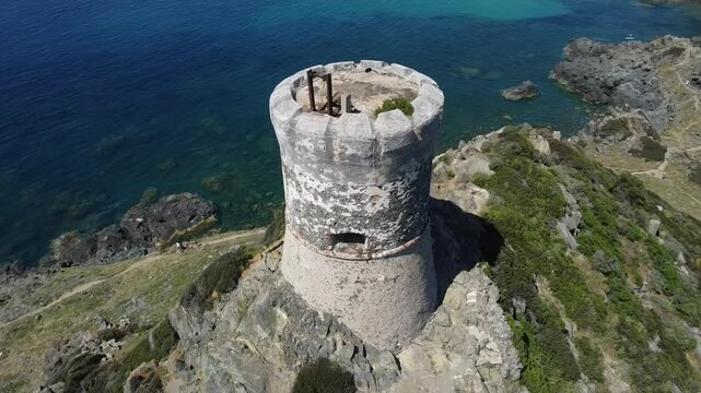 Aerial view of Sanguinaires bloodthirsty Islands in Corsica, France
