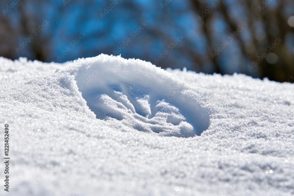 Poster a close-up shot of a snowy ground with intricate details and patterns