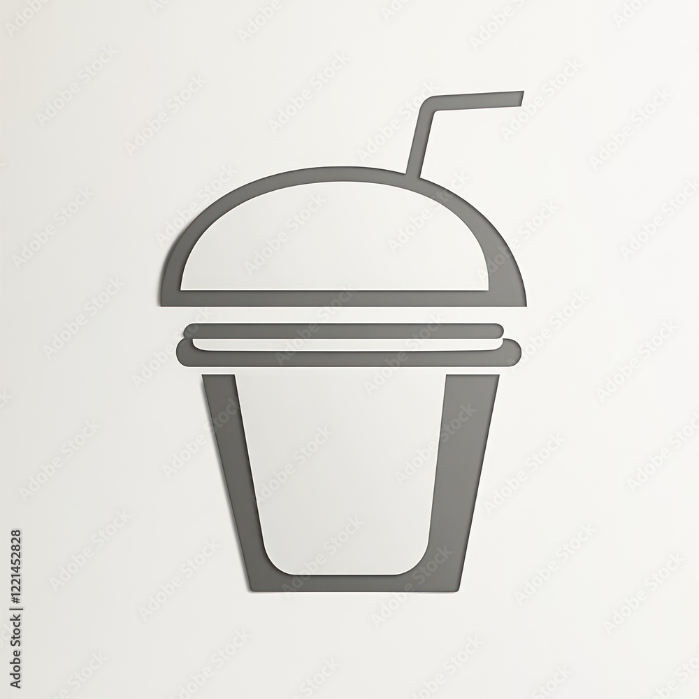 Poster drink in cup with straw on white background for menu item or design element
