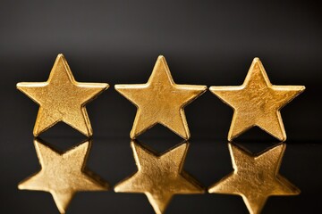Obraz premium A cluster of shiny gold stars perched atop a surface, perfect for decorations or illustrations
