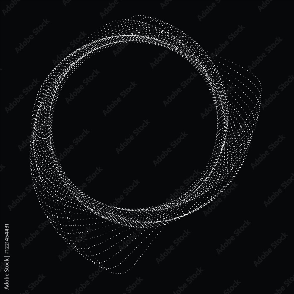 Poster dots in blob form . rotate dots circles vector illustration .lots of halftones form a ring . design 