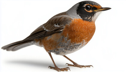 Obraz premium Hyper realistic American Robin bird captured in high resolution against a white background