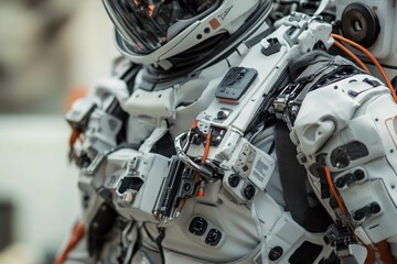 Astronaut's faceplate and helmet in close-up, suitable for sci-fi or technology concepts