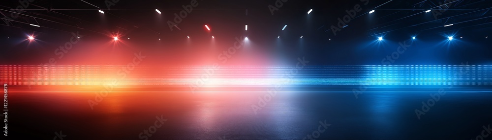 Poster a vibrant display of red and blue lights creating a dynamic and colorful backdrop