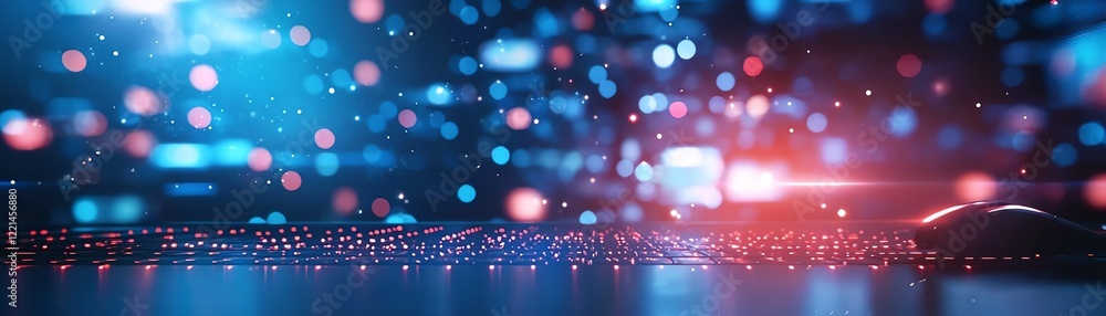 Aufkleber a vibrant digital landscape featuring colorful bokeh lights and a sleek computer mouse. the composit