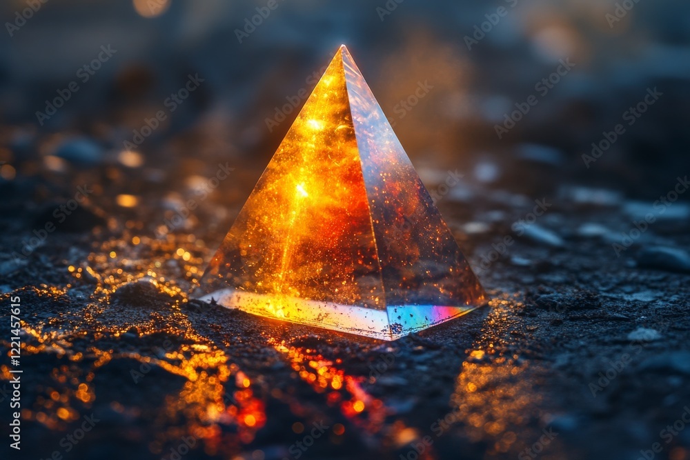 Poster vivid light patterns through prism refraction showcase mesmerizing colors and textures in macro phot