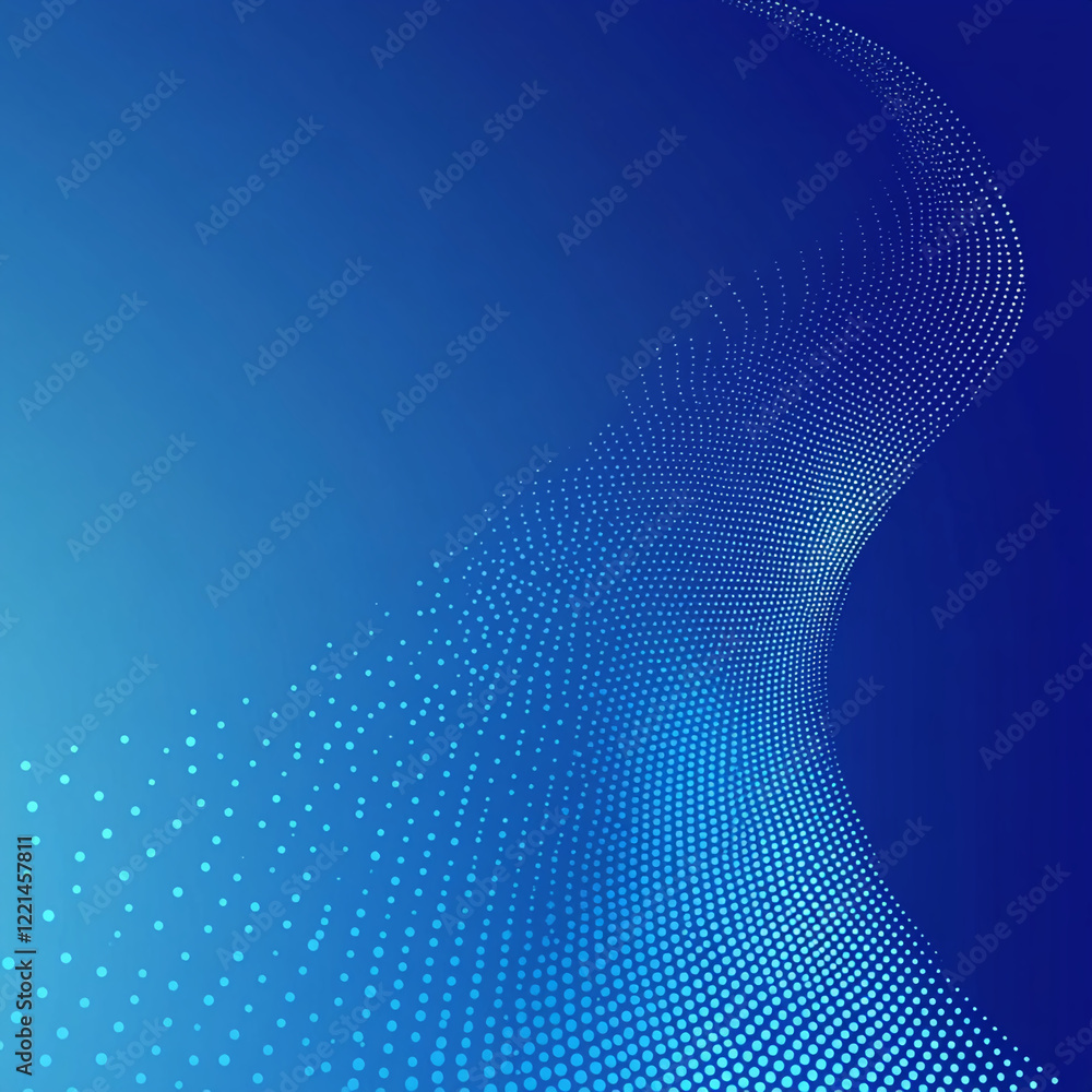 Poster Abstract blue digital background with flowing dots and gradient pattern. Business background