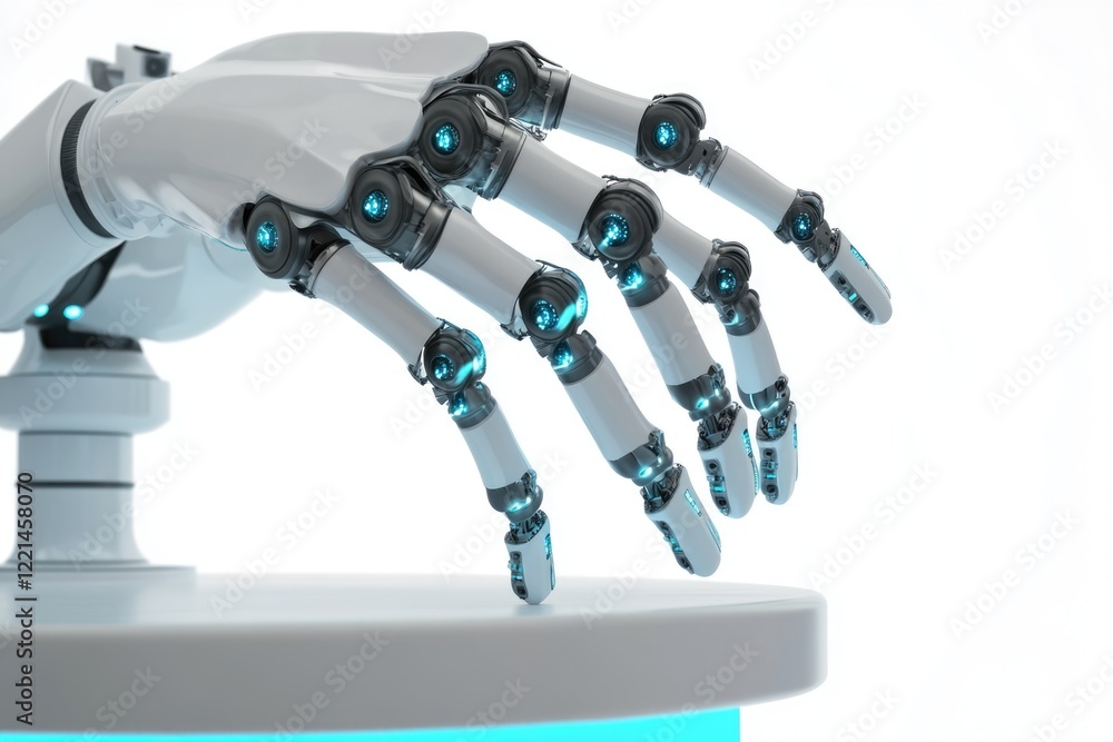 Aufkleber a close-up view of a robot's hand resting on a table, perfect for illustrations and designs where pr