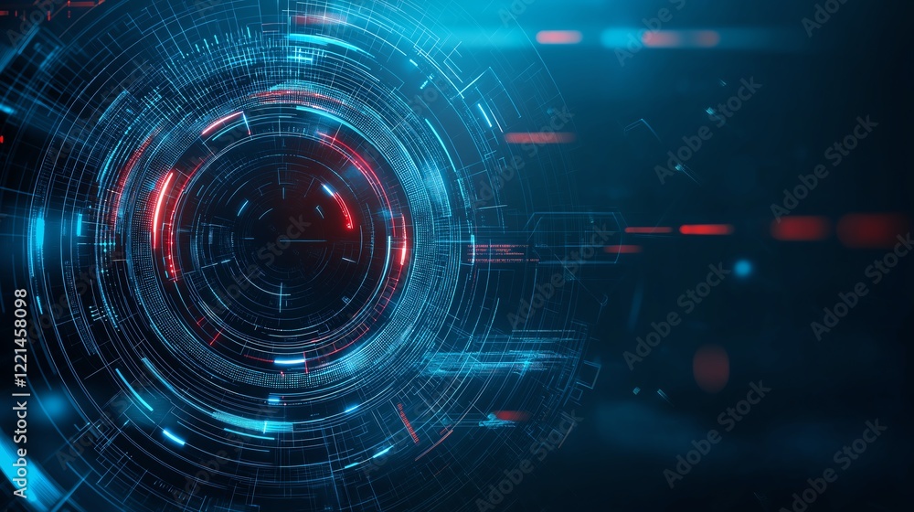 Aufkleber futuristic digital abstract background featuring glowing circles and lines, representing data flow a