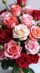 Naklejka premium Vase with a bunch of roses in it