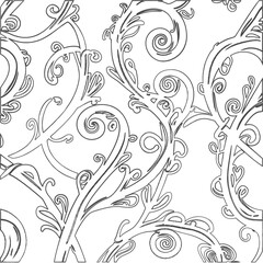 Hand-Drawn  Background with black floral patterns
