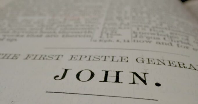Holy Bible Macro Text Title The First Epistle General Of John Tilt Down