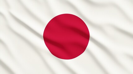 A digital 3D model of the flag of Japan waving in the wind