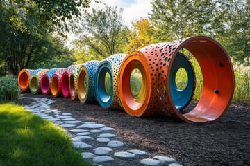 Exciting Colorful Playground Obstacle Course for Kids to Explore and Play