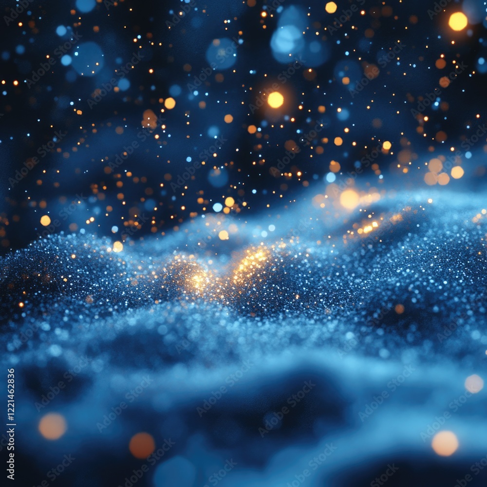 Poster blurry image of a blue and yellow background with no specific objects or people in view