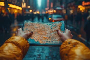 A person holds a map in their hand, possibly planning or navigating