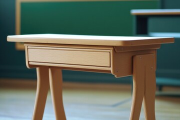 A simple wooden desk with a single drawer on top, ideal for home office or study use