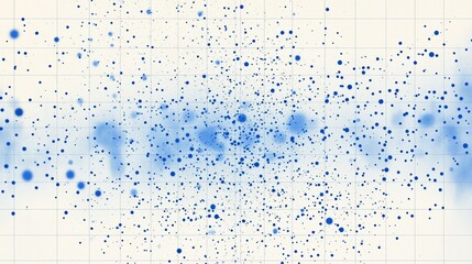 Abstract blue particle dispersion on grid background.