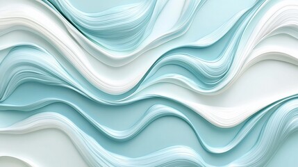 Fototapeta premium Abstract wavy background with pastel blue and white flowing lines.