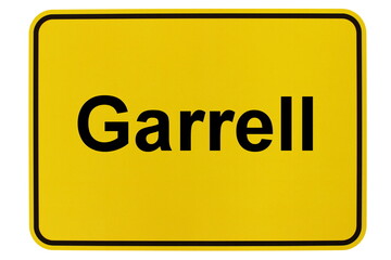 Illustration eines Ortsschildes der Gemeinde Garrell in Niedersachsen