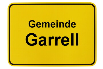 Illustration eines Ortsschildes der Gemeinde Garrell in Niedersachsen