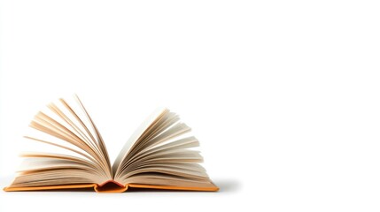 Open Antique Book with Yellowed Pages on White Background