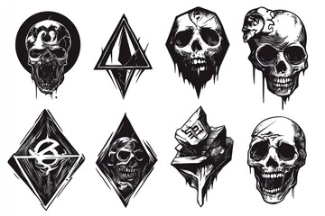 Fototapeta premium Six skulls featuring unique designs and patterns