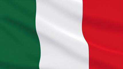 A digital 3D model of the flag of Italy waving in the wind