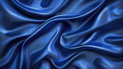 Obraz premium Luxurious navy blue silk fabric with smooth folds and soft reflections