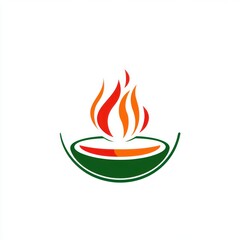 Spicy food bowl, fire flames, restaurant logo