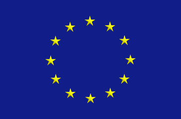 European Union Flag Featuring a Circle of Twelve Golden Stars on a Blue Background Symbolizing Unity and Cooperation Among Member States