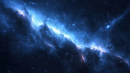 Fototapeta premium Stunning cosmic galaxy with glowing blue nebula and sparkling stars