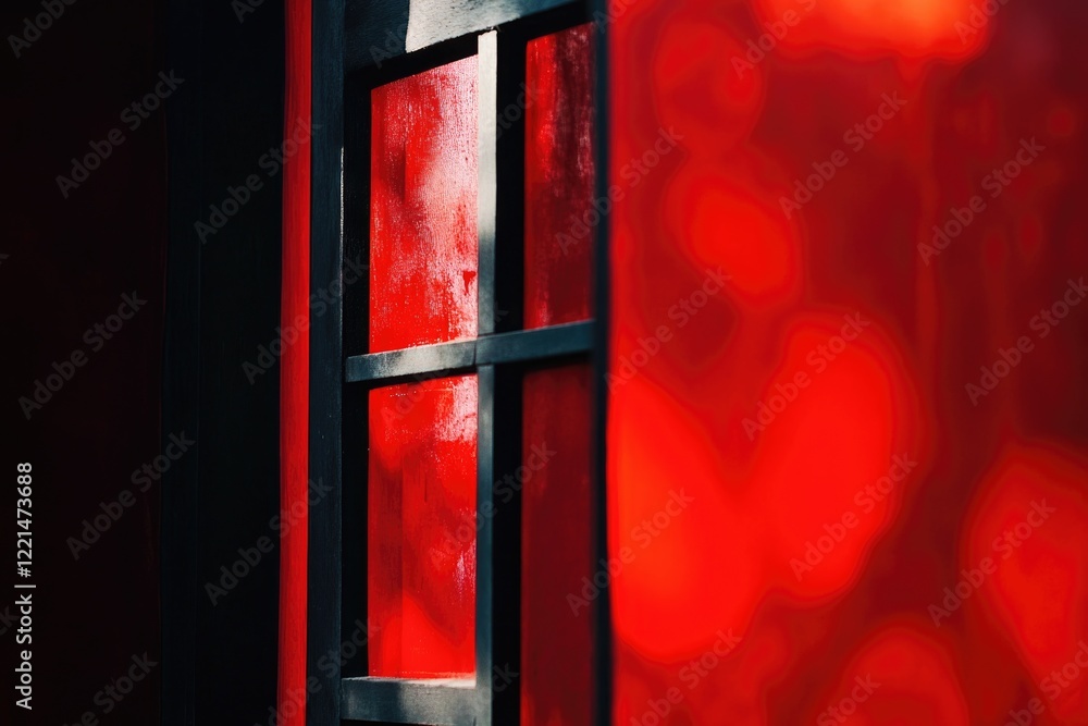Poster a simple window with a bright red background