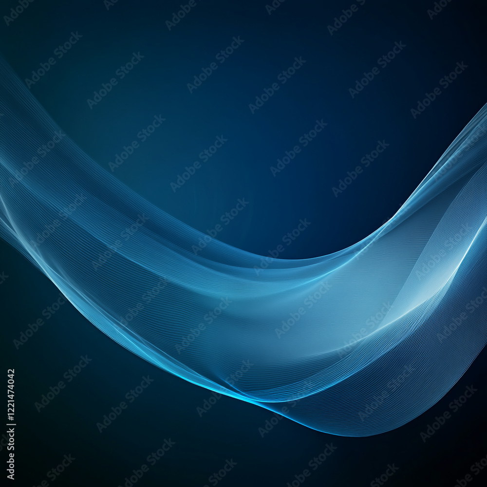 Aufkleber Abstract blue flowing lines on dark background with smooth gradient effect