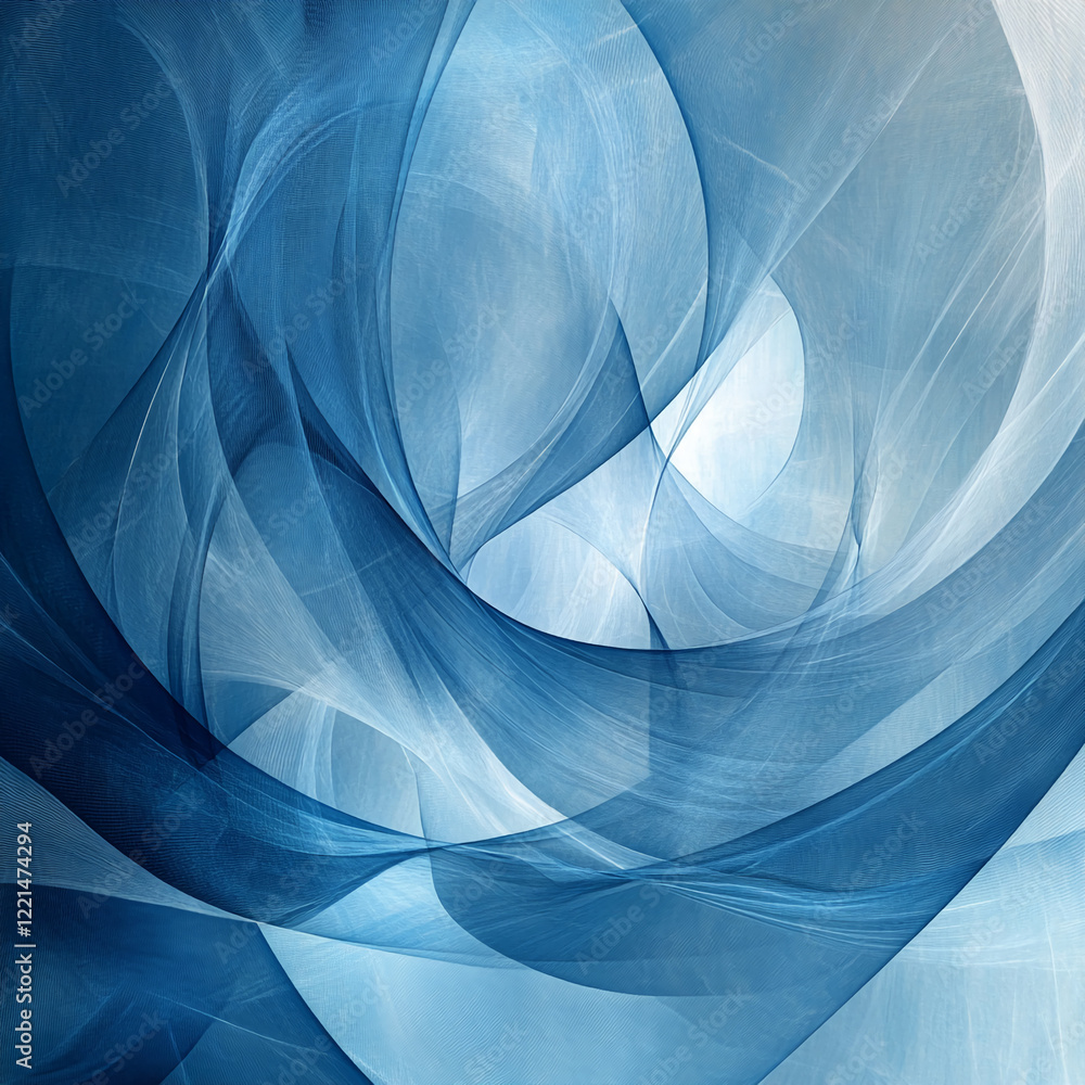 Poster blue abstract flowing lines with gradient effect on dark background