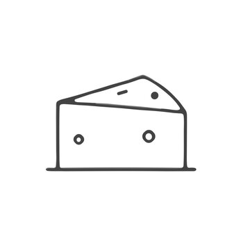 recommend clip art: Cheese wedge icon in minimalist black and white line art.