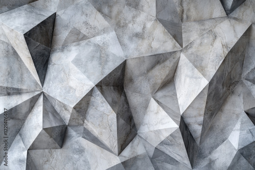 Poster a geometric pattern of triangles on a wall, ideal for use in educational or design contexts