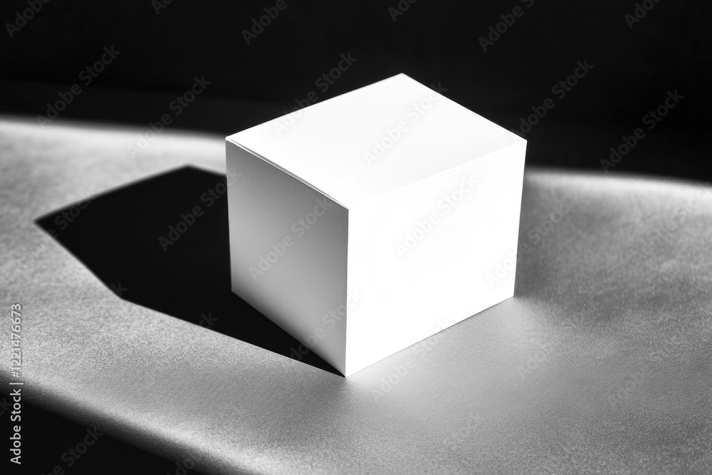 Poster a small white box placed on a table with no additional context