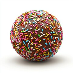 Obraz premium 3D icon cartoon chocolate truffle with sprinkles, isolated on a white background --quality 2