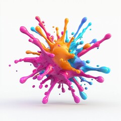 3D icon cartoon colorful ink explosion, isolated on a white background 