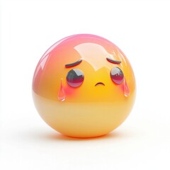 3D icon cartoon crying sad emoji with teardrops, isolated on a white background 