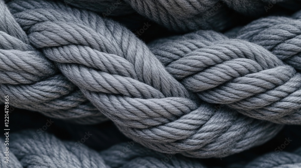 Poster twisted gray ropes create textured pattern, showcasing intricate