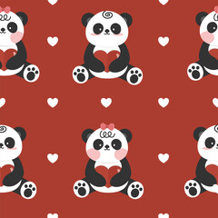 Hand drawn cute panda seamless pattern. Suitable for use for children's and baby product, backdrop, wrapping paper, and also printed on fabrics for clothes, t-shirts, blankets, textiles, etc